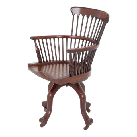 Victorian Desk Chair in Mahogany, 1880s For Sale