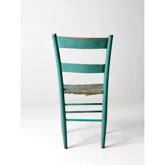Antique Painted Rush Seat Chair For Sale - Image 6 of 9