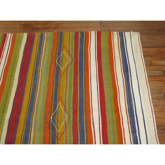 Mid 20th Century Mid 20th century Turkish Striped Kilim For Sale - Image 5 of 6