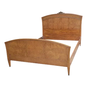 1940s Robert Irwing French Louis XVI Style Burl Walnut Full Size Bedframe