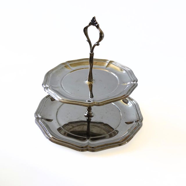 Vintage Silver Plated Two Storied Cake Plate, Sweden, 1900s For Sale - Image 5 of 7