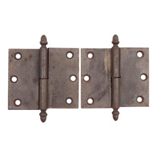 Pair of Antique 4 X 3.5 In. Cast Iron Acorn Lift Off Door Hinges For Sale