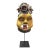 Large Wood Sculpture Yoruba Gẹ̀lẹ̀dẹ́ Helmet Mask on Display Stand For Sale
