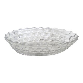 Fostoria American Line Clear Glass Dish With Cube Pattern Serving Bowl 4829b For Sale