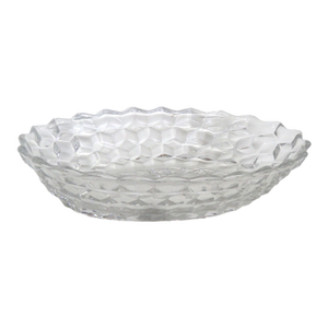 Fostoria American Line Clear Glass Dish With Cube Pattern Serving Bowl 4829b