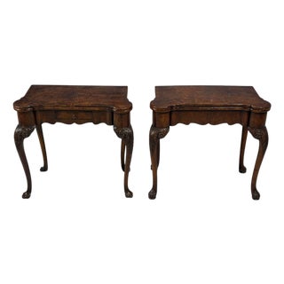 Georgian, Card or Game Tables, a Pair, Tapestry, Mahogany, 18th Century For Sale