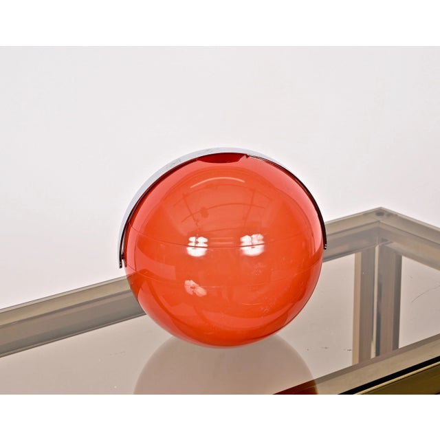 Mid-Century Italian Orange Plastic Ball-Shaped Ice Bucket from Guzzini, 1970s For Sale - Image 9 of 18