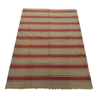 Large Vintage Red and Camel Stripes Turkish Textile Panel For Sale