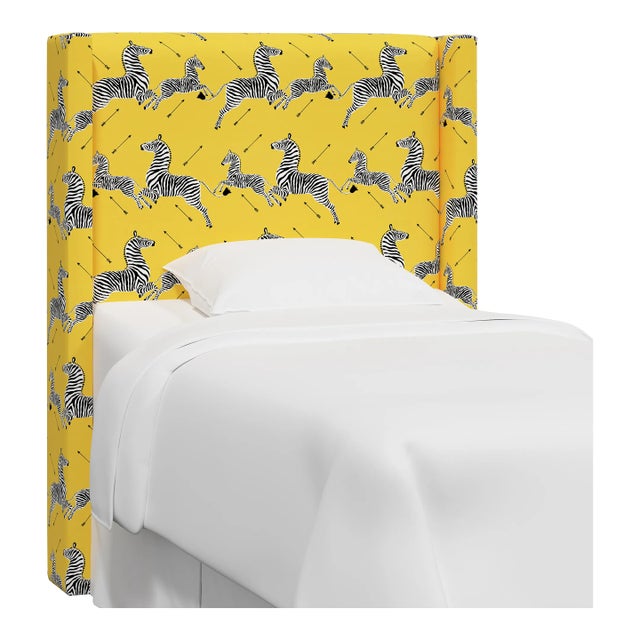 Red from Scalamandre crafted by Cloth & Company Hudson Twin Headboard, Yellow Animal Print For Sale