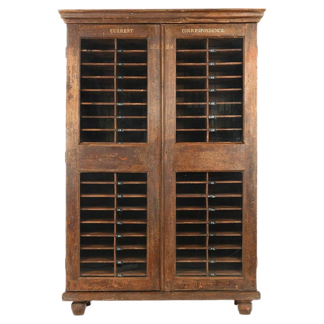 80-Compartment Wooden Postal Sorting Unit, 1940s For Sale