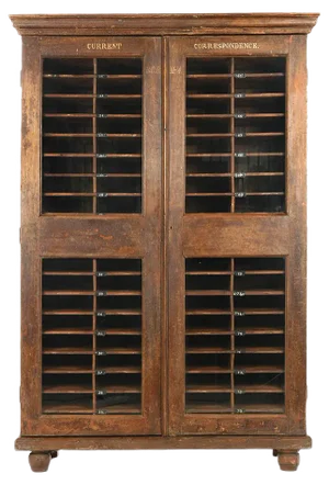 80-Compartment Wooden Postal Sorting Unit, 1940s