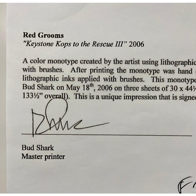 Red Grooms, Huge Red Grooms Monotype Oil Painting LA Hollywood Circus Film Cartoon Pop Art, 2006 For Sale - Image 9 of 18