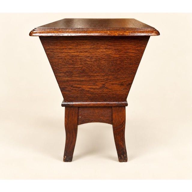 Arts and Crafts English Oak Chest with Saber Legs and Red Lining, 1890s For Sale - Image 4 of 6