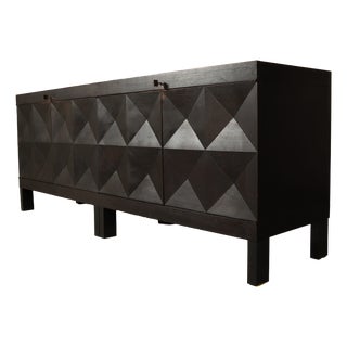 Brutalist Ebonized Sideboard by Jean Batenburg for Mi Belgium, 1960s For Sale