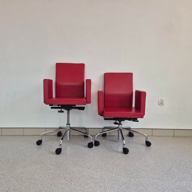 2000 - 2009 Red Leather Office Chair Bulo Pub & Club by Luc Vincent, 2000s For Sale - Image 5 of 14