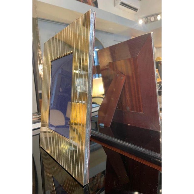 Vintage Brass and Blue Velvet Photo Frame, 1970s For Sale - Image 4 of 5