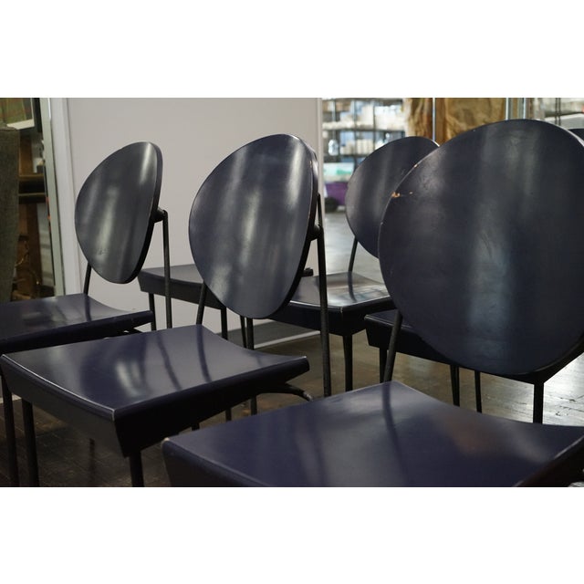 Dakota Jackson Set of 7 Dakota Jackson Memphis Style Vik-Ter Chairs in Eggplant For Sale - Image 4 of 16