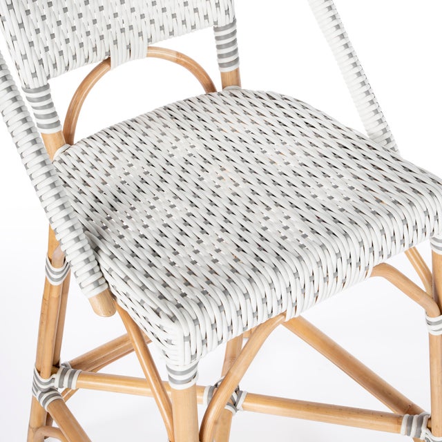 Wood Solstice 25 in. Seat Height Rattan Counter Stool with Back and Footrest For Sale - Image 7 of 8