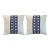 Pair of Simms Oyster Linen Pillows With Navy Lattice Trim 20" For Sale