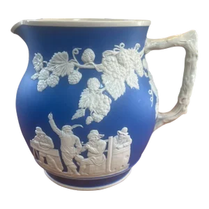 Antique Copeland Spode Blue Jasperware Pitcher
