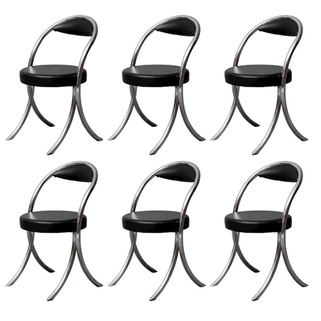 Chairs in Eco-Leather in the Style of Giotto Stoppino, 1970s, Set of 6 For Sale