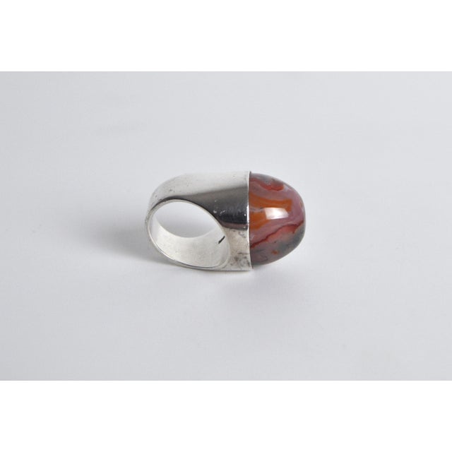 Vintage Silver and Moss Agate Statement Ring, 1960s For Sale - Image 17 of 17