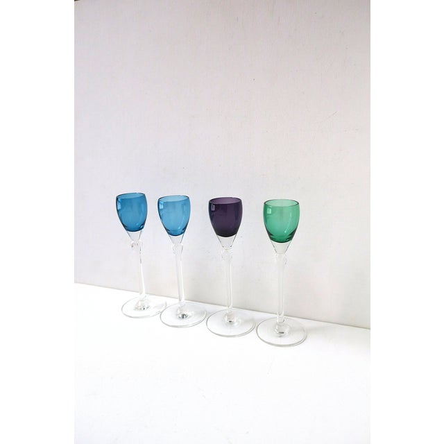 Mid 20th Century Crystal Aperitif Cordial Glasses, Mid-20th Century, Set of 4 For Sale - Image 5 of 10