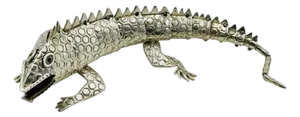1980s Emilia Castillo Articulated Silver Plate Lizard Sculpture, Taxco Mexico