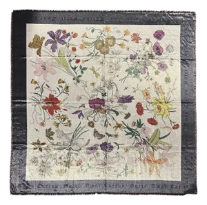 Gucci Floral Metallic Shimmer Lurex Gothic Snake Scarf with Box