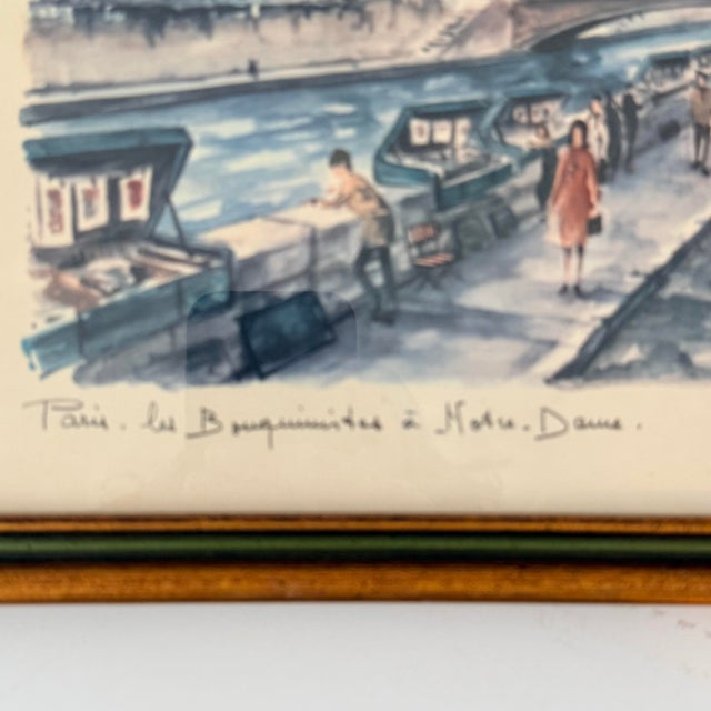Mid 20th Century Mid-Century Arno Paris Notre-Dame Bouquinistes Framed Art Print For Sale - Image 5 of 8