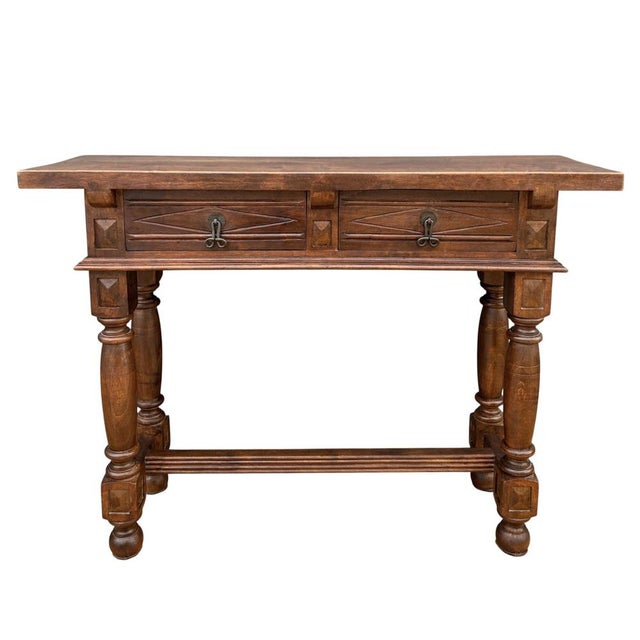 Spanish Renaissance Console Table with Drawers and Turned Legs, 1920s For Sale - Image 14 of 14