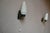 Mid-Century Modern Mid-Century French Modernist Wall Sconces in Black and Gilt Metal and Printed Glass, 1950s, Set of 2 For Sale - Image 3 of 11