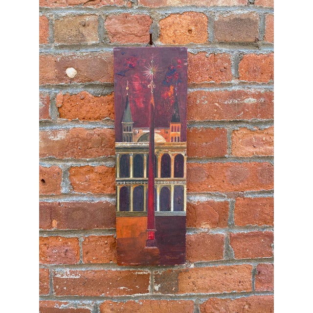 1960s Modernist Italian Renaissance Style Architectural Painting For Sale - Image 13 of 13