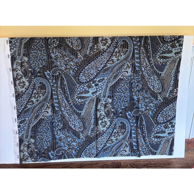 5 yards of gorgeous paisley Zumsteg fabric in blue, beige and light grey.