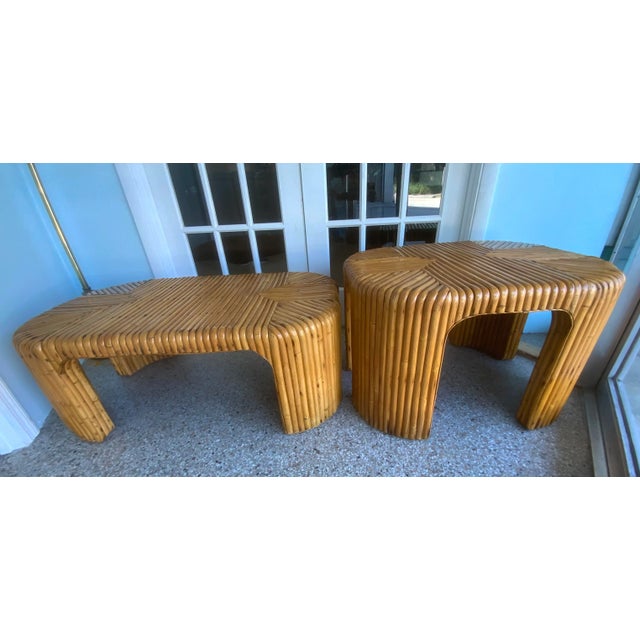 Mid 20th Century Mid 20th Century Milo Baughman Style Bamboo Coffee and Side Tables - Set of 2 For Sale - Image 5 of 11