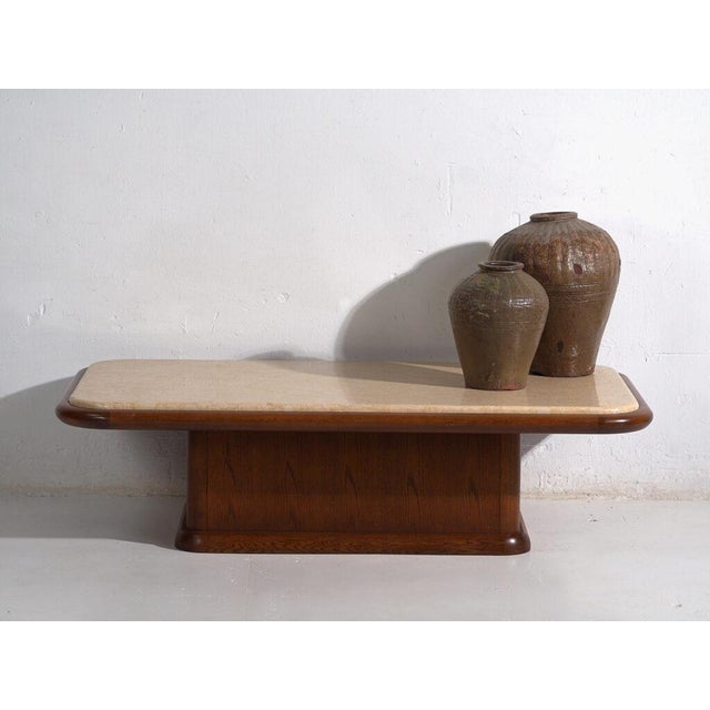 Vintage Japanese Wood and Marble Table For Sale - Image 9 of 11