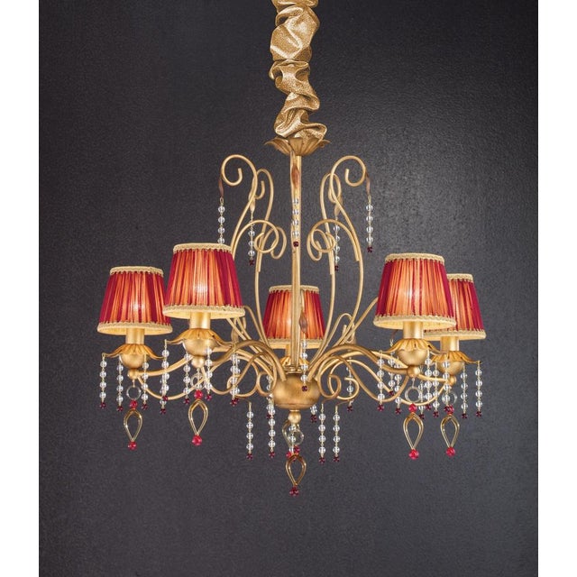 Metal Fenice Gold 8 Lights Chandelier in Montecarlo Gold and Cut Glass by Aggiolight For Sale - Image 7 of 10