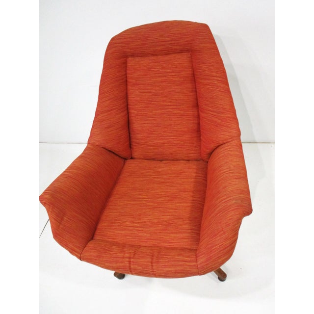 Rare Plycraft George Mulhauser Walnut Upholstered Swiveling Lounge Chair For Sale - Image 10 of 11