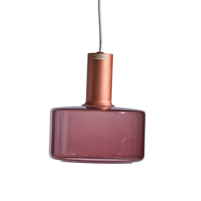 Tapio Wirkkala for Idman Finnish Glass Pendant Light - Cranberry This light measures: 7 wide x 7 deep x 8 high Excellent...