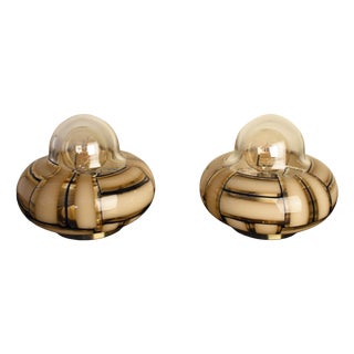 Tessere Ambra Murano Glass Table Lamps by Barovier & Toso, 1950s, Set of 2 For Sale