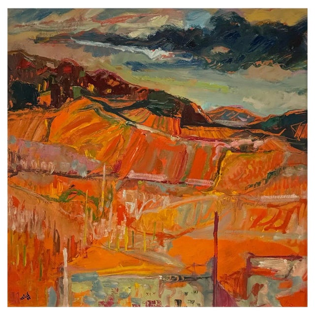Jean Krillé, Landscape 102, Oil on Masonite, 1985 For Sale