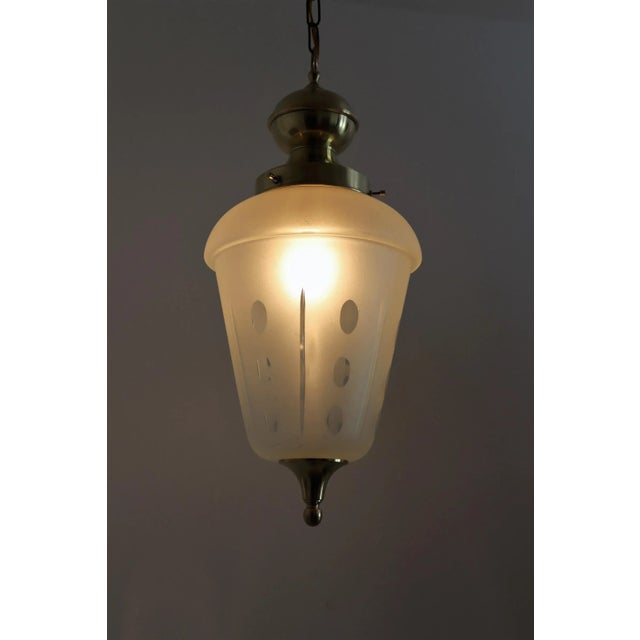 Italian Brass and Cut Glass Pendant Lamp, 1970s For Sale - Image 4 of 14