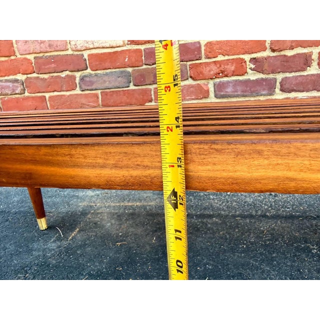 Mid Century Modern Slat Wood Bench Coffee Table For Sale - Image 14 of 17