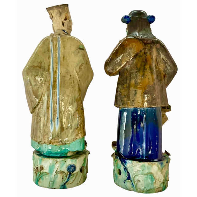 Very Large Fine Pair of Chinese Shiwan Figures of Immortals Qing Dynasty For Sale In Tampa - Image 6 of 17