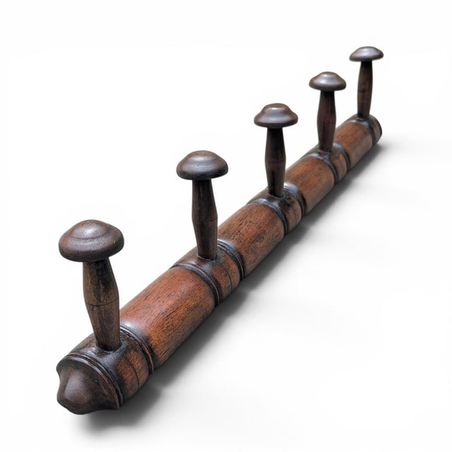 Wood Vintage French Faux Bamboo Wooden Coat Hat Rack For Sale - Image 7 of 17