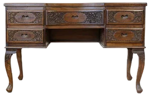 Vintage Carved Solid Walnut Desk