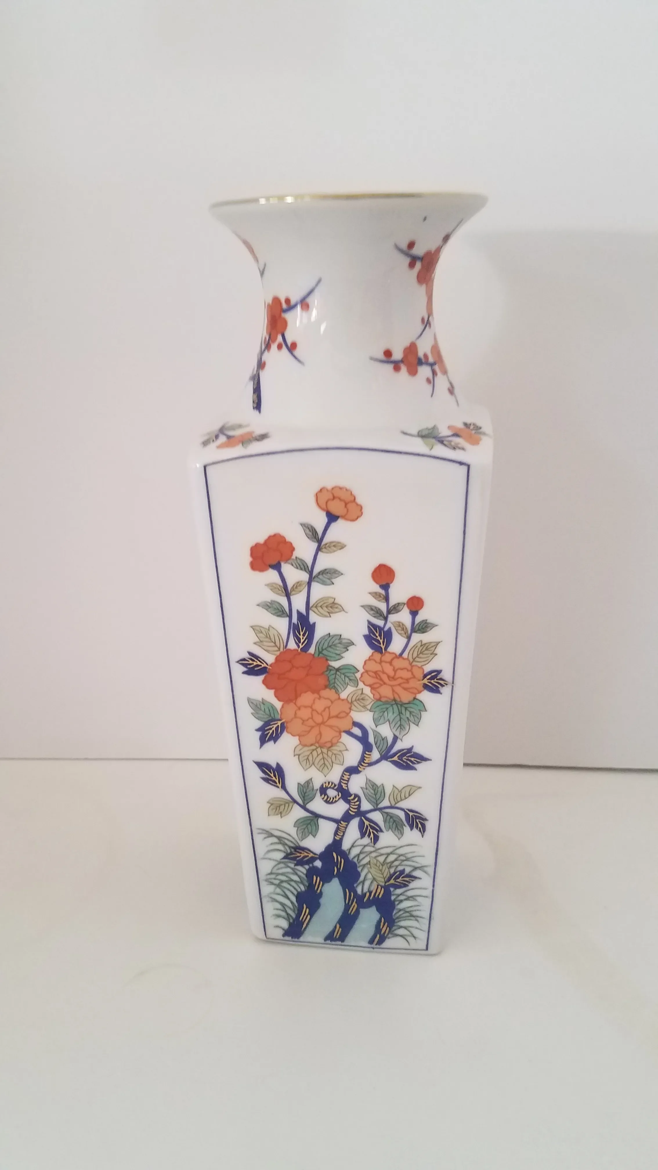 Andrea Sadek Japanese Floral Hand Painted Porcelain Vase | Chairish