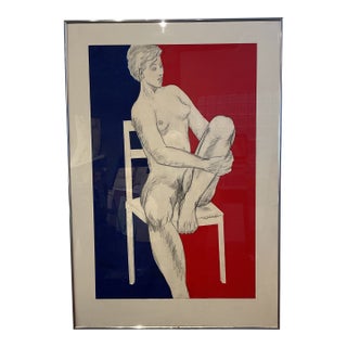 Midcentury Nude Figure on Board Framed Figure Study For Sale