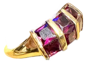 Affordable 6 Square Garnet Ring 14 Karat Yellow Gold Size 6.75