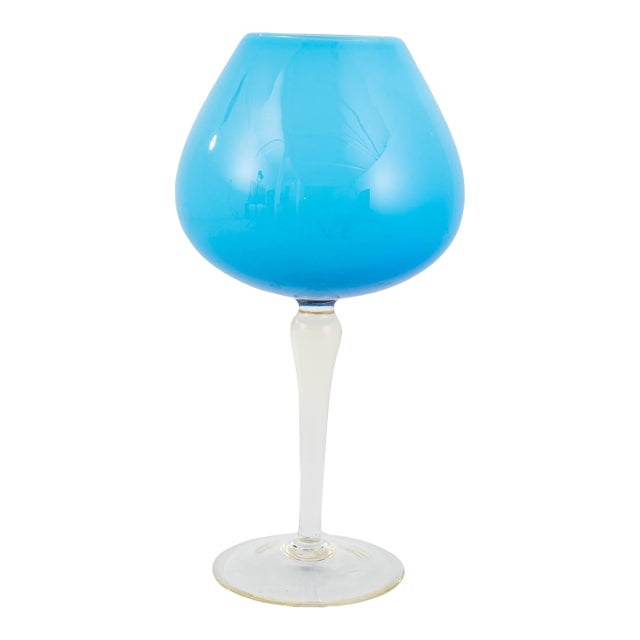 20th Century Italian Blue Glass Goblet For Sale